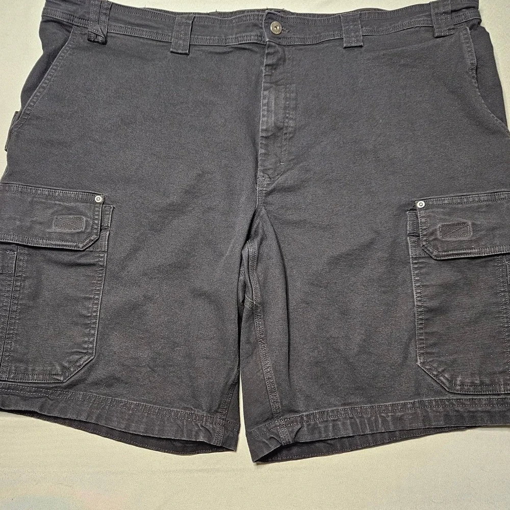 Duluth Trading Co Cargo Shorts Mens 46 Black Flex Fire Hose Relaxed Fit Workwear